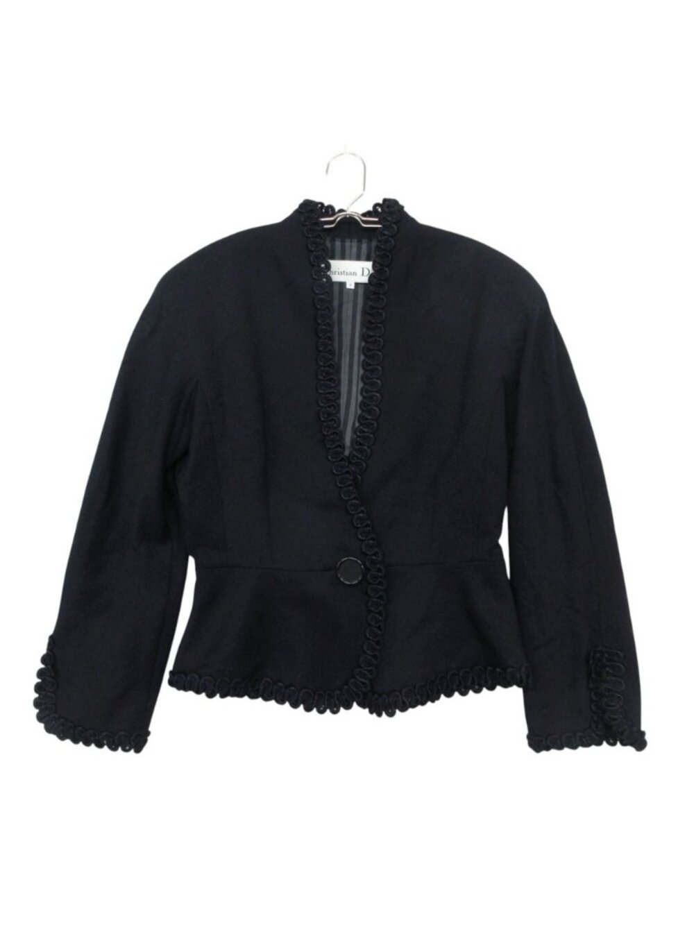Dior Tailored Jacket Loopembroidery Fitted Outer Lining Stripe Navy
